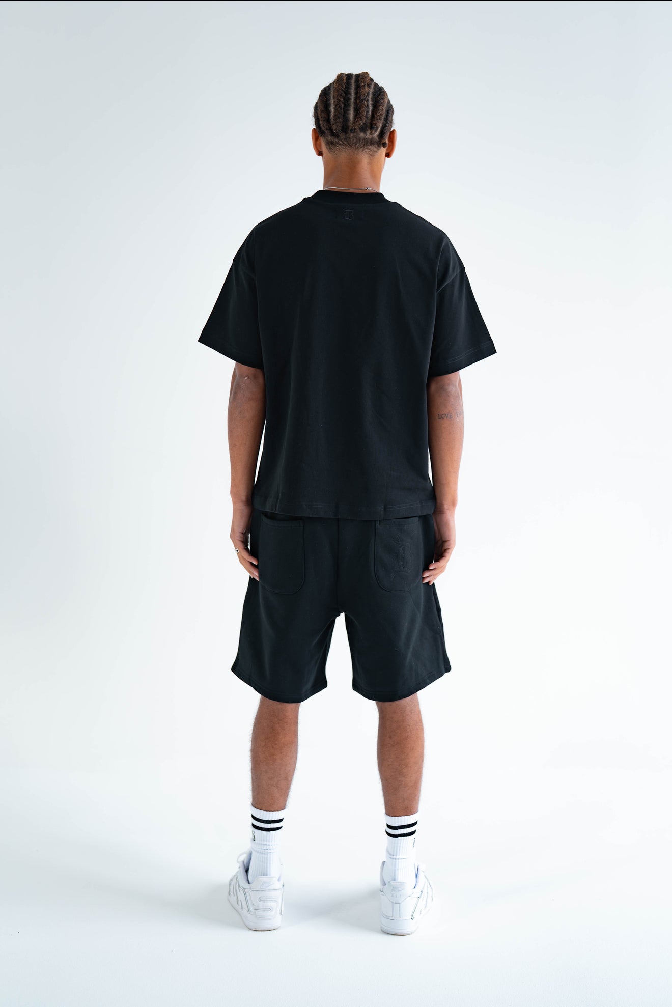 Double Waisted Sweat Shorts - Black