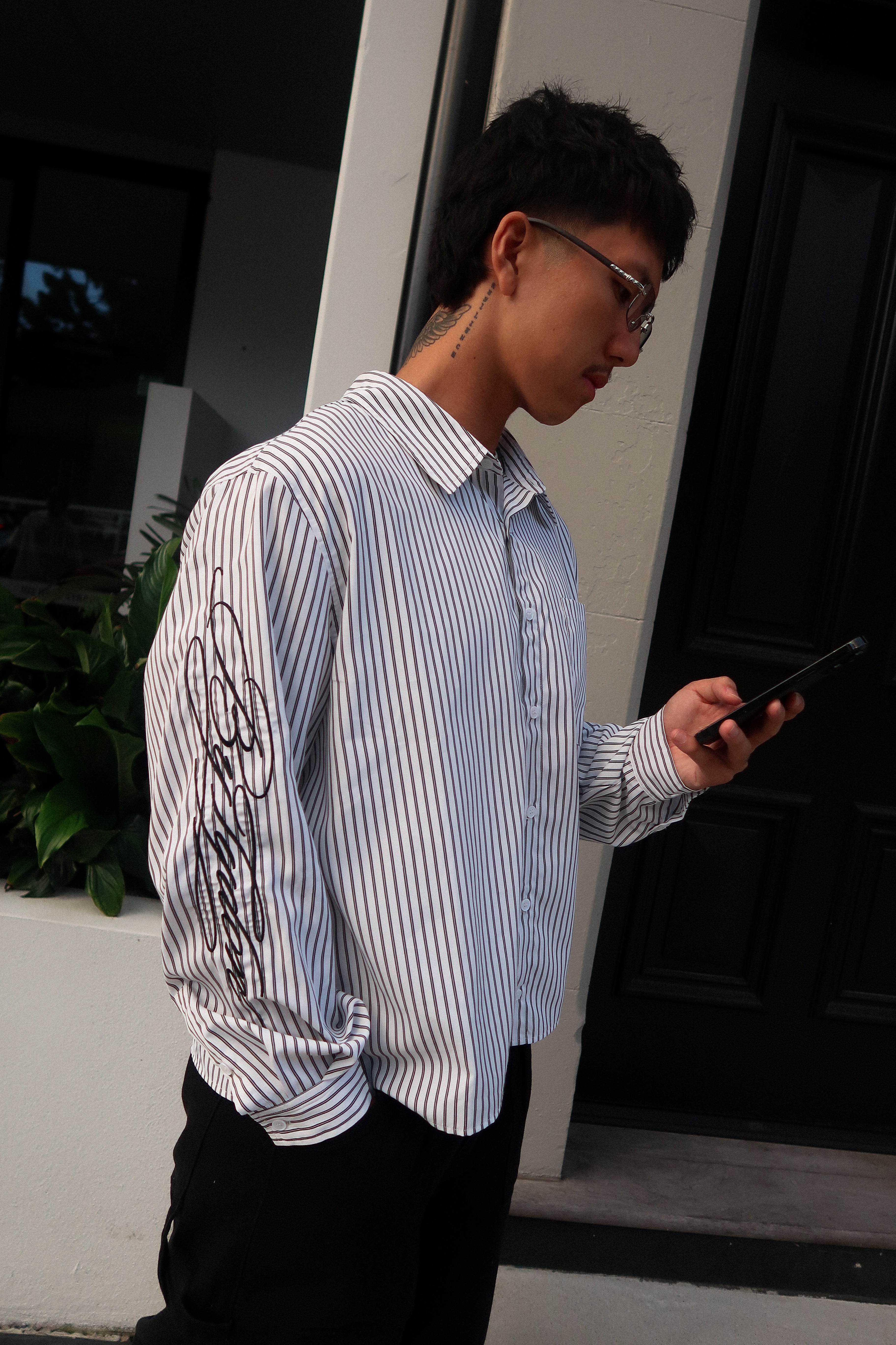 Striped Long Sleeve Shirt - White/Black