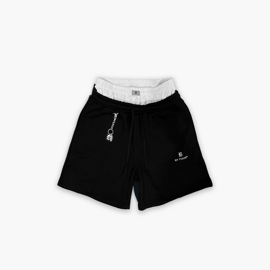 Double Waisted Sweat Shorts - Black