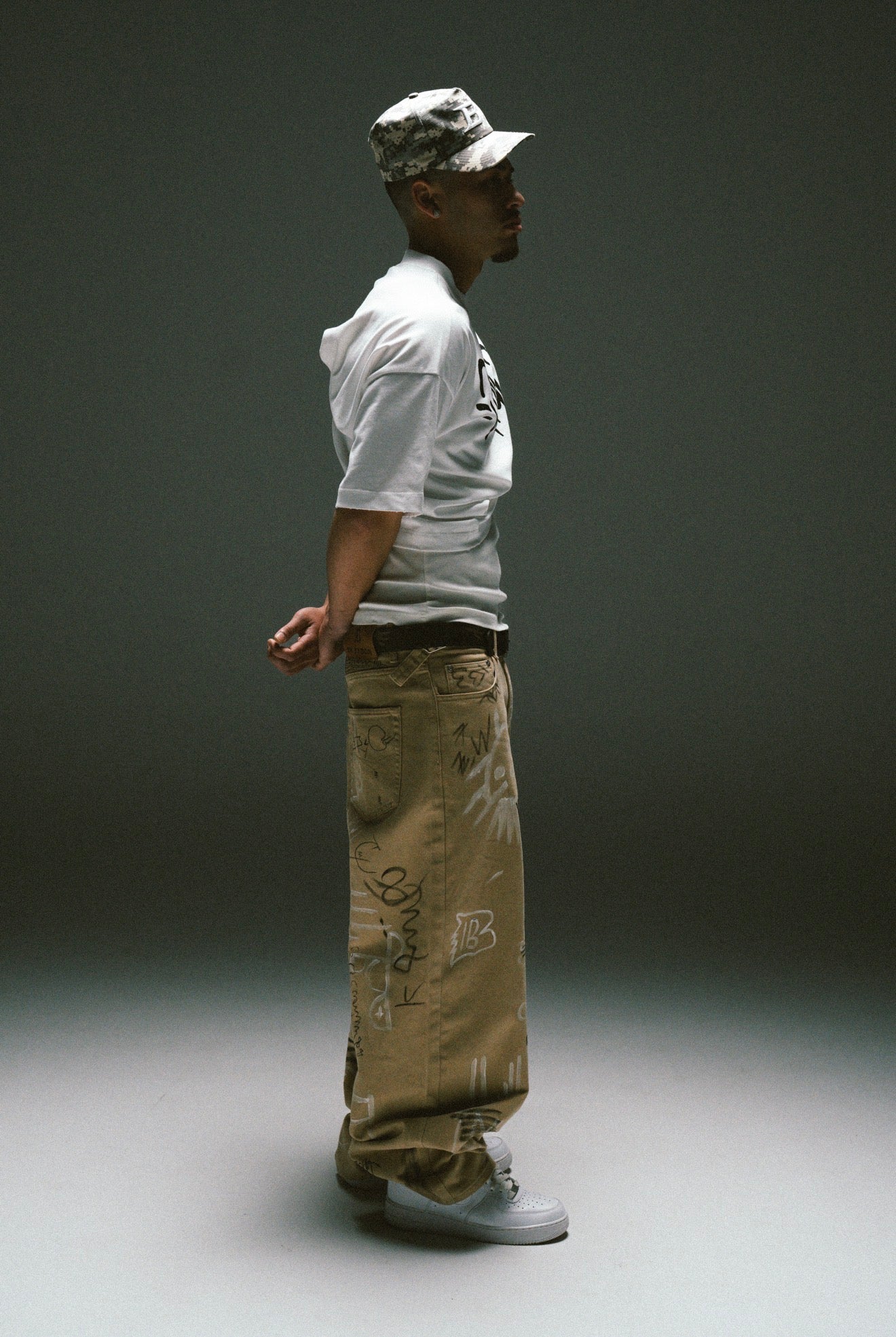 Khaki Graffiti Jeans